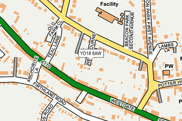 YO18 8AW map - OS OpenMap – Local (Ordnance Survey)