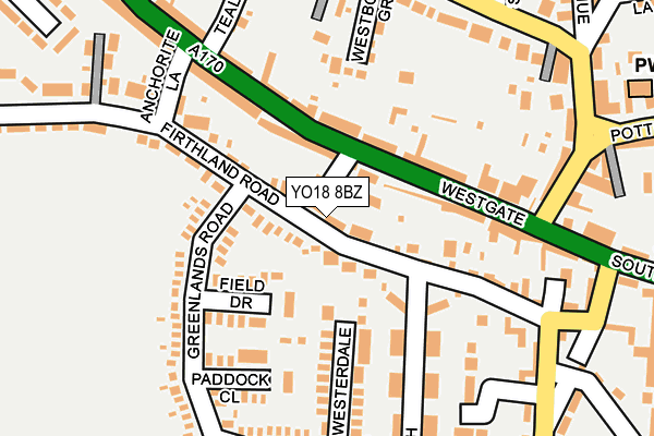 YO18 8BZ map - OS OpenMap – Local (Ordnance Survey)