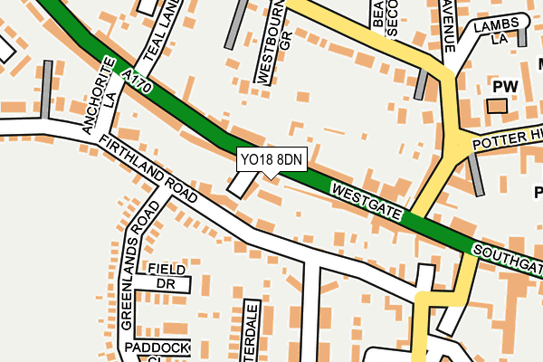 YO18 8DN map - OS OpenMap – Local (Ordnance Survey)
