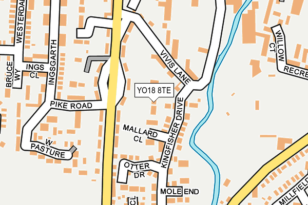 YO18 8TE map - OS OpenMap – Local (Ordnance Survey)