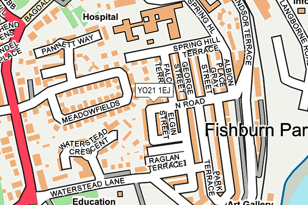 YO21 1EJ map - OS OpenMap – Local (Ordnance Survey)