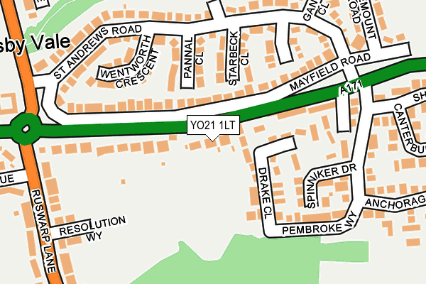 YO21 1LT map - OS OpenMap – Local (Ordnance Survey)
