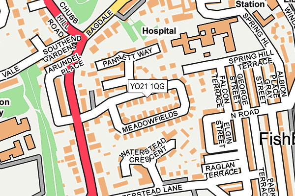 YO21 1QG map - OS OpenMap – Local (Ordnance Survey)