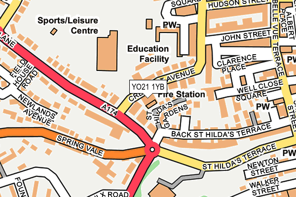 YO21 1YB map - OS OpenMap – Local (Ordnance Survey)