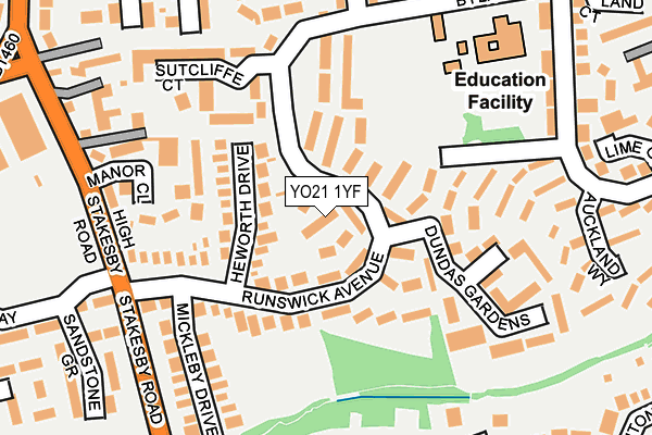 YO21 1YF map - OS OpenMap – Local (Ordnance Survey)