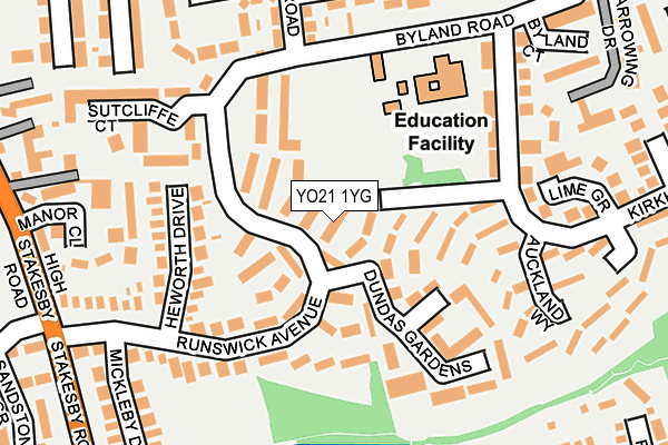 YO21 1YG map - OS OpenMap – Local (Ordnance Survey)