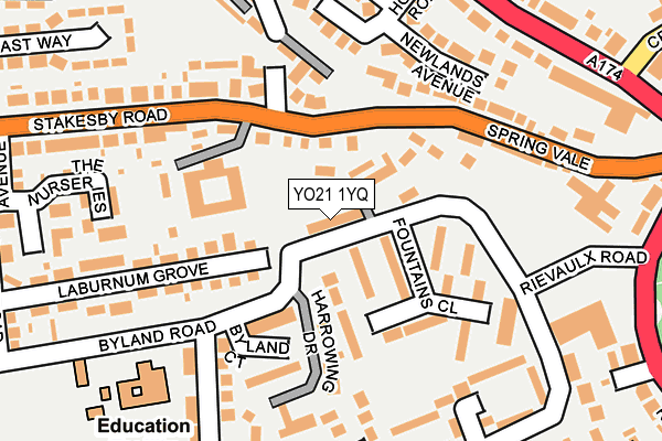 YO21 1YQ map - OS OpenMap – Local (Ordnance Survey)