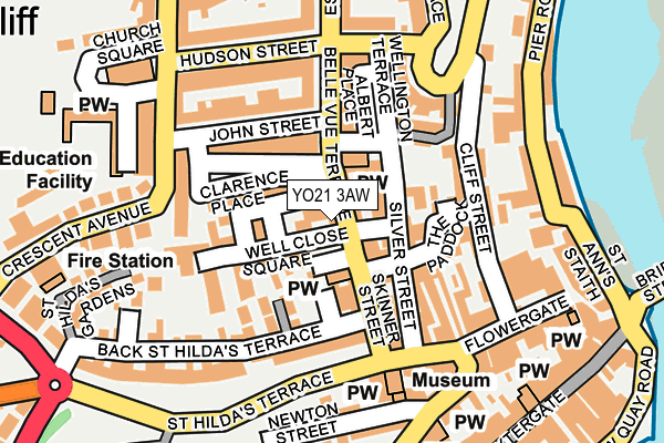 YO21 3AW map - OS OpenMap – Local (Ordnance Survey)