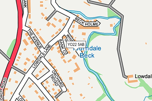 YO22 5AB map - OS OpenMap – Local (Ordnance Survey)