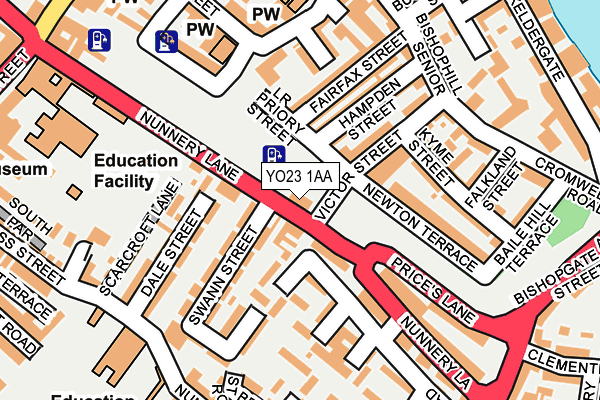 YO23 1AA map - OS OpenMap – Local (Ordnance Survey)