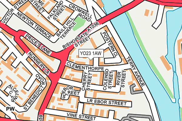 YO23 1AW map - OS OpenMap – Local (Ordnance Survey)