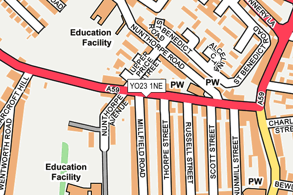YO23 1NE map - OS OpenMap – Local (Ordnance Survey)