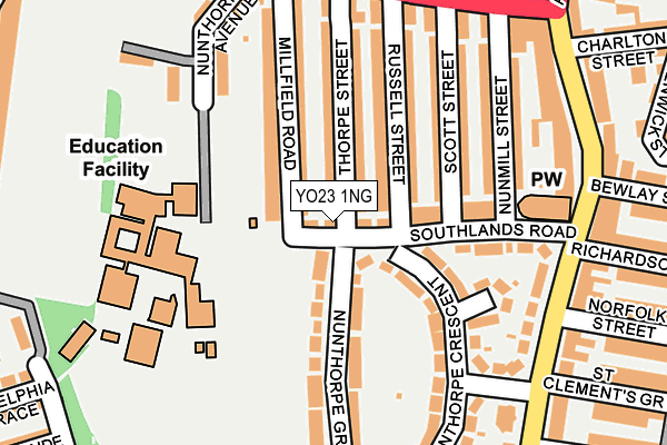 YO23 1NG map - OS OpenMap – Local (Ordnance Survey)