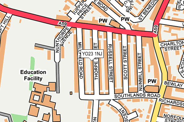 YO23 1NJ map - OS OpenMap – Local (Ordnance Survey)