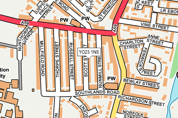 YO23 1NS map - OS OpenMap – Local (Ordnance Survey)