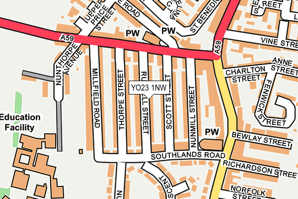 YO23 1NW map - OS OpenMap – Local (Ordnance Survey)