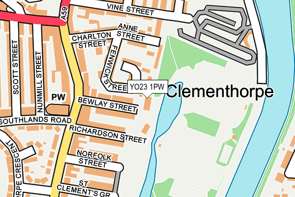 YO23 1PW map - OS OpenMap – Local (Ordnance Survey)