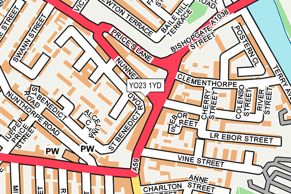 YO23 1YD map - OS OpenMap – Local (Ordnance Survey)
