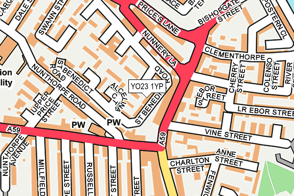 YO23 1YP map - OS OpenMap – Local (Ordnance Survey)