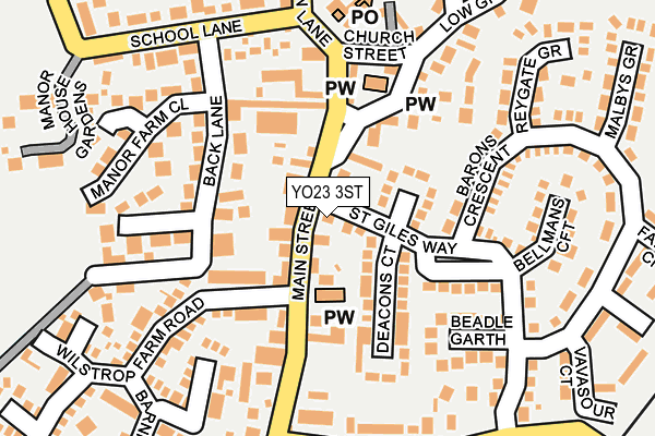 YO23 3ST map - OS OpenMap – Local (Ordnance Survey)