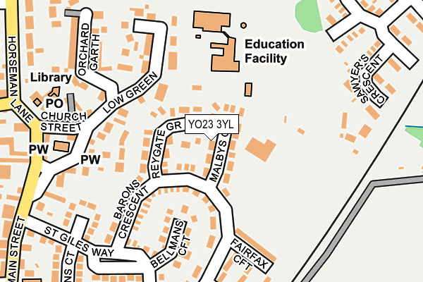 YO23 3YL map - OS OpenMap – Local (Ordnance Survey)
