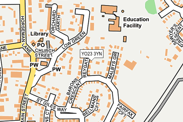 YO23 3YN map - OS OpenMap – Local (Ordnance Survey)