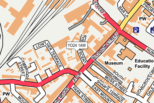 YO24 1AW map - OS OpenMap – Local (Ordnance Survey)