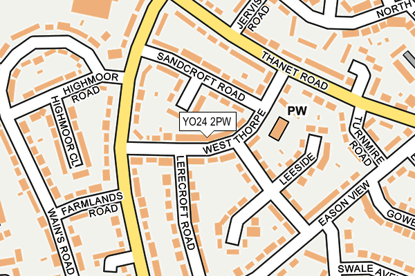 YO24 2PW map - OS OpenMap – Local (Ordnance Survey)
