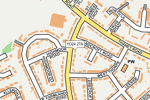 YO24 2TA map - OS OpenMap – Local (Ordnance Survey)