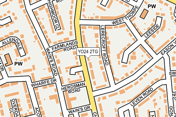 YO24 2TG map - OS OpenMap – Local (Ordnance Survey)
