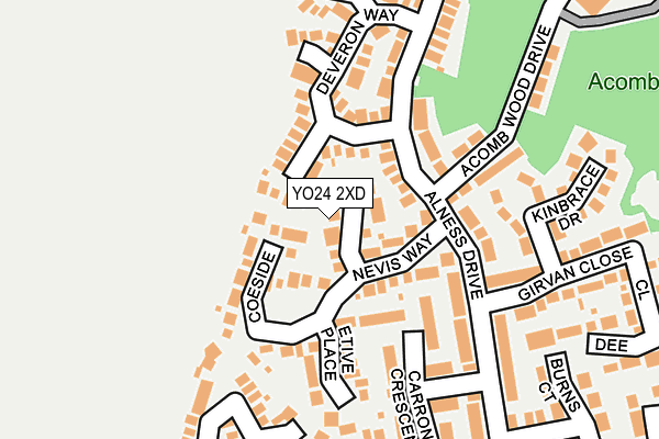 YO24 2XD map - OS OpenMap – Local (Ordnance Survey)