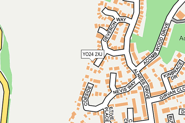 YO24 2XJ map - OS OpenMap – Local (Ordnance Survey)