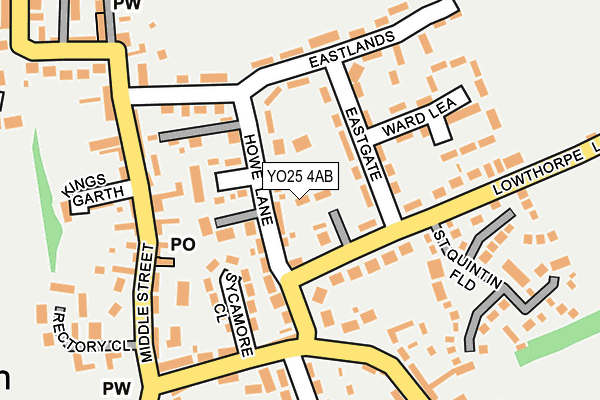 YO25 4AB map - OS OpenMap – Local (Ordnance Survey)