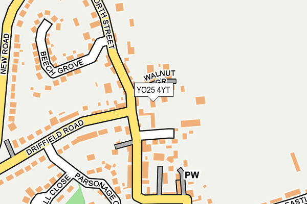 YO25 4YT map - OS OpenMap – Local (Ordnance Survey)