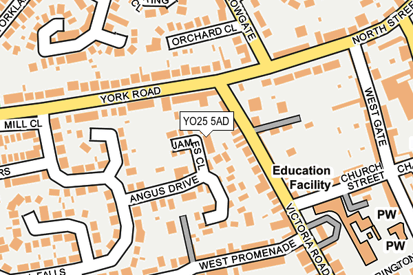 YO25 5AD map - OS OpenMap – Local (Ordnance Survey)
