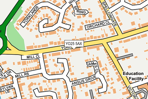 YO25 5AX map - OS OpenMap – Local (Ordnance Survey)