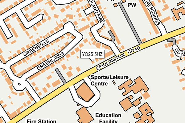 YO25 5HZ map - OS OpenMap – Local (Ordnance Survey)