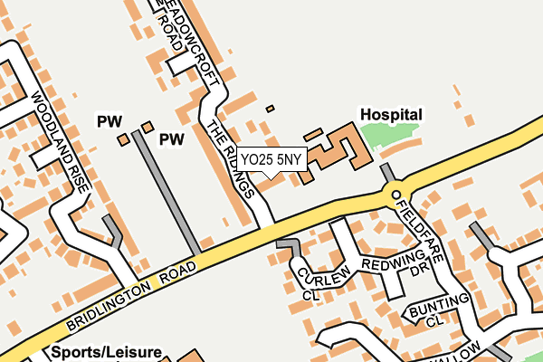 YO25 5NY map - OS OpenMap – Local (Ordnance Survey)