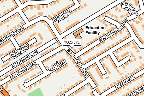 YO25 5YL map - OS OpenMap – Local (Ordnance Survey)