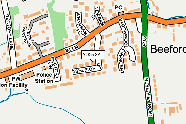YO25 8AU map - OS OpenMap – Local (Ordnance Survey)