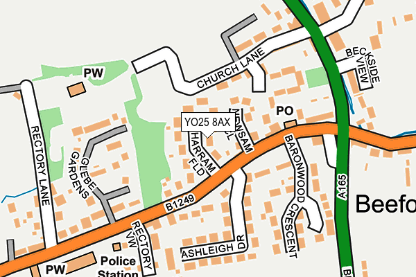 YO25 8AX map - OS OpenMap – Local (Ordnance Survey)