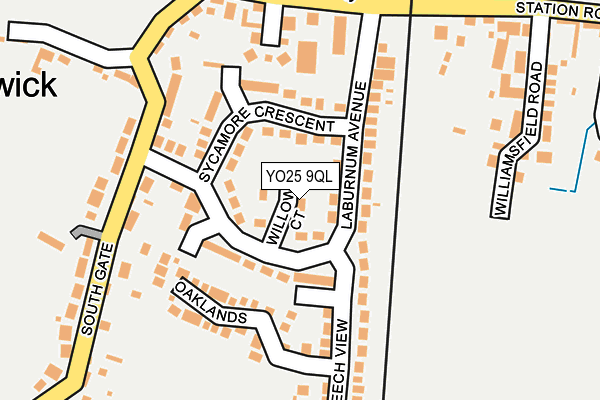 YO25 9QL map - OS OpenMap – Local (Ordnance Survey)