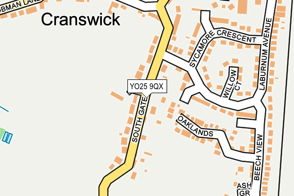 YO25 9QX map - OS OpenMap – Local (Ordnance Survey)