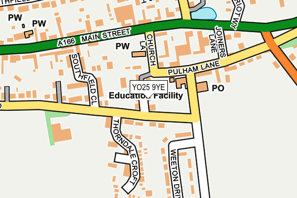 YO25 9YE map - OS OpenMap – Local (Ordnance Survey)