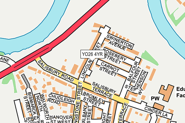 YO26 4YR map - OS OpenMap – Local (Ordnance Survey)