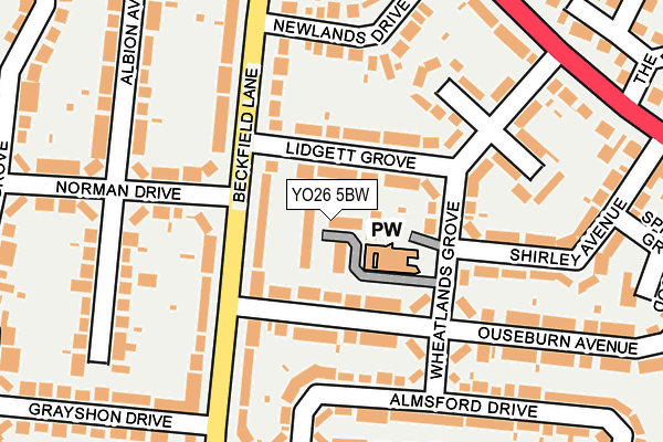 YO26 5BW map - OS OpenMap – Local (Ordnance Survey)