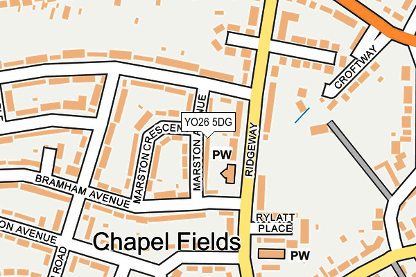 YO26 5DG map - OS OpenMap – Local (Ordnance Survey)
