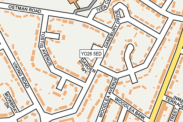 YO26 5ED map - OS OpenMap – Local (Ordnance Survey)