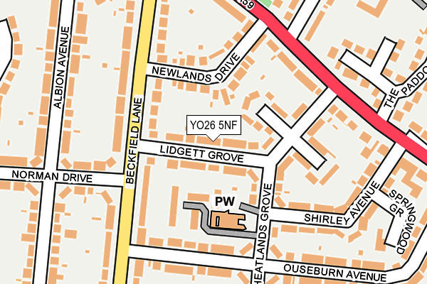 YO26 5NF map - OS OpenMap – Local (Ordnance Survey)