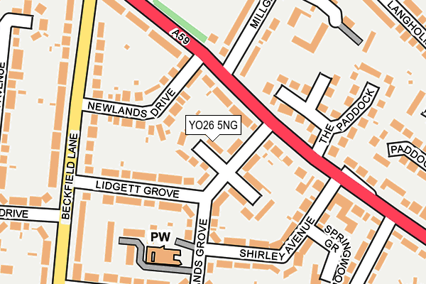 YO26 5NG map - OS OpenMap – Local (Ordnance Survey)